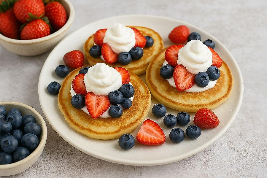 Recept na skvělé lívance s ovocem a šlehačkou